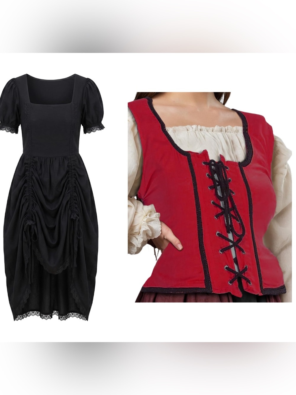2 Piece Pirate Renaissance Costume Women’s XL Dress & Corset GUC Pls read descri